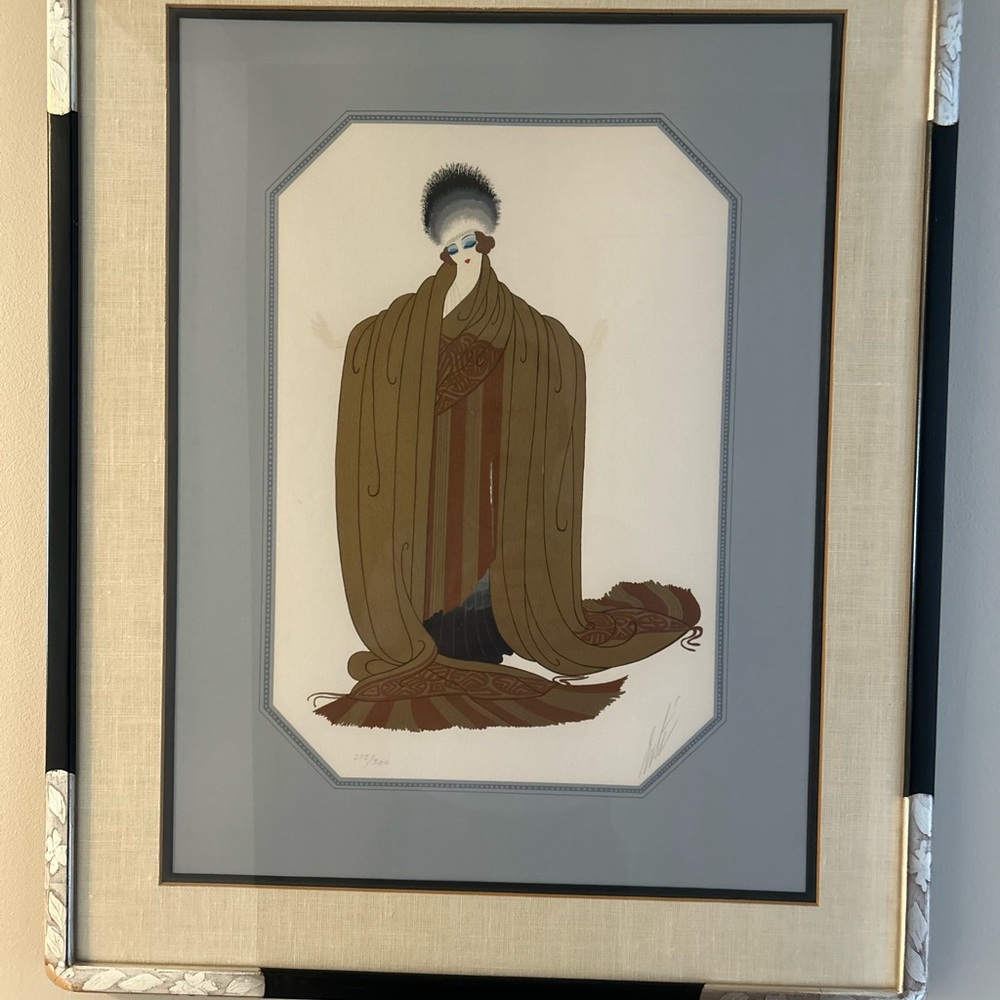 ERTE,LADY UNRAVELING,EMBOSSED SCREENPRINT.   Artist:ERTE (1892-1990). Year:1984